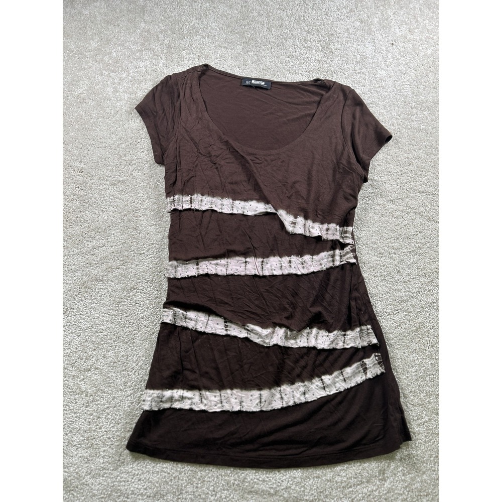 INC International Concepts Shirt Womens Medium Sequin Stripe Tunic Summer‎ Tee
